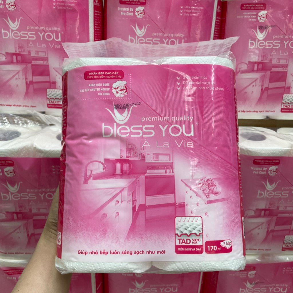 Lốc 2 Cuộn Khăn Bếp Bless You 2 Lớp 170 Tờ