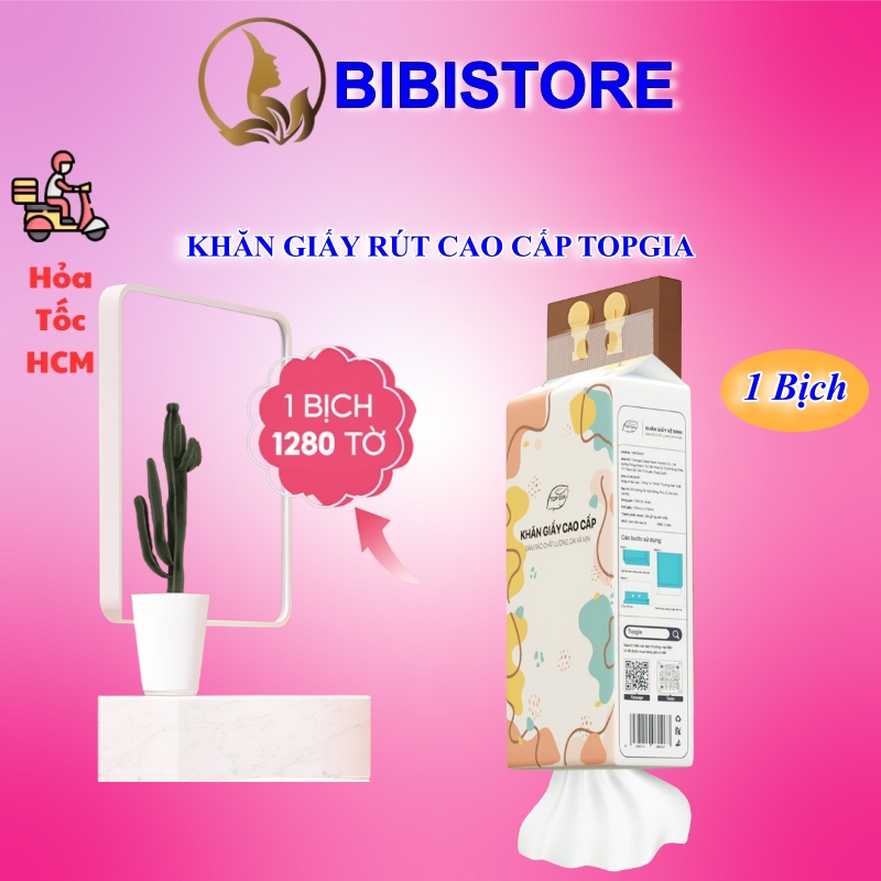 Khăn Giấy Rút TOPGIA Đa Sắc Bịch 1280 Tờ 4 Lớp