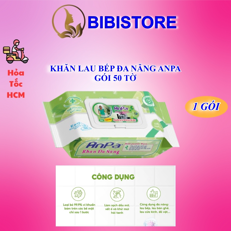 Khăn Ướt Đa Năng Lau Bếp ANPA Gói 50 Tờ