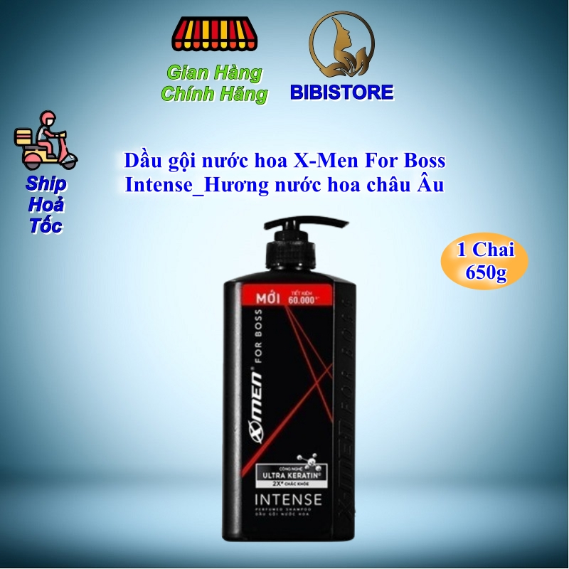 Dầu gội nước hoa X-Men For Boss 650g Intense - Hương nước hoa châu Âu (Bibistore TB)