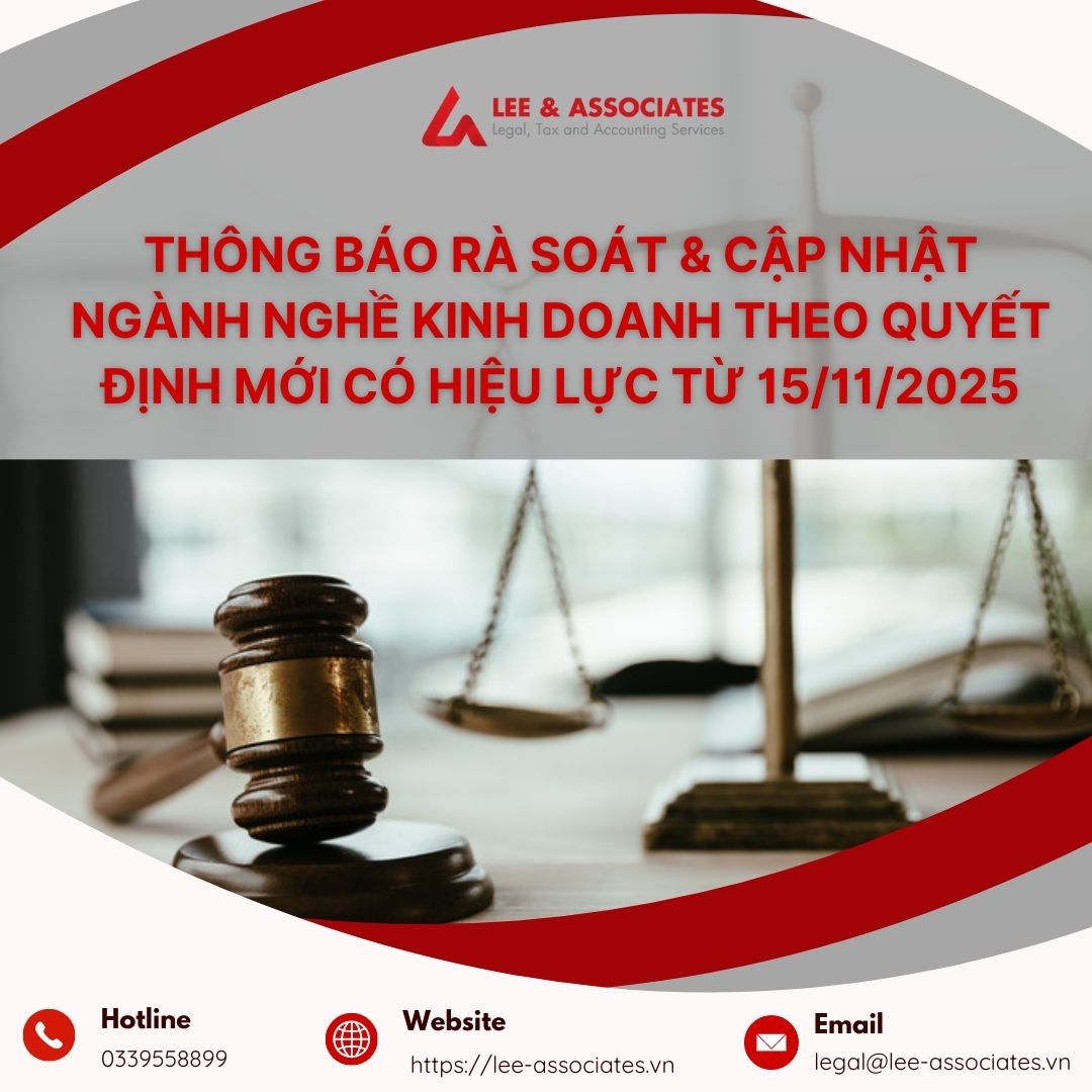 THÔNG BÁO RÀ SOÁT & CẬP NHẬT NGÀNH NGHỀ KINH DOANH THEO QUYẾT ĐỊNH MỚI CÓ HIỆU LỰC TỪ 15/11/2025