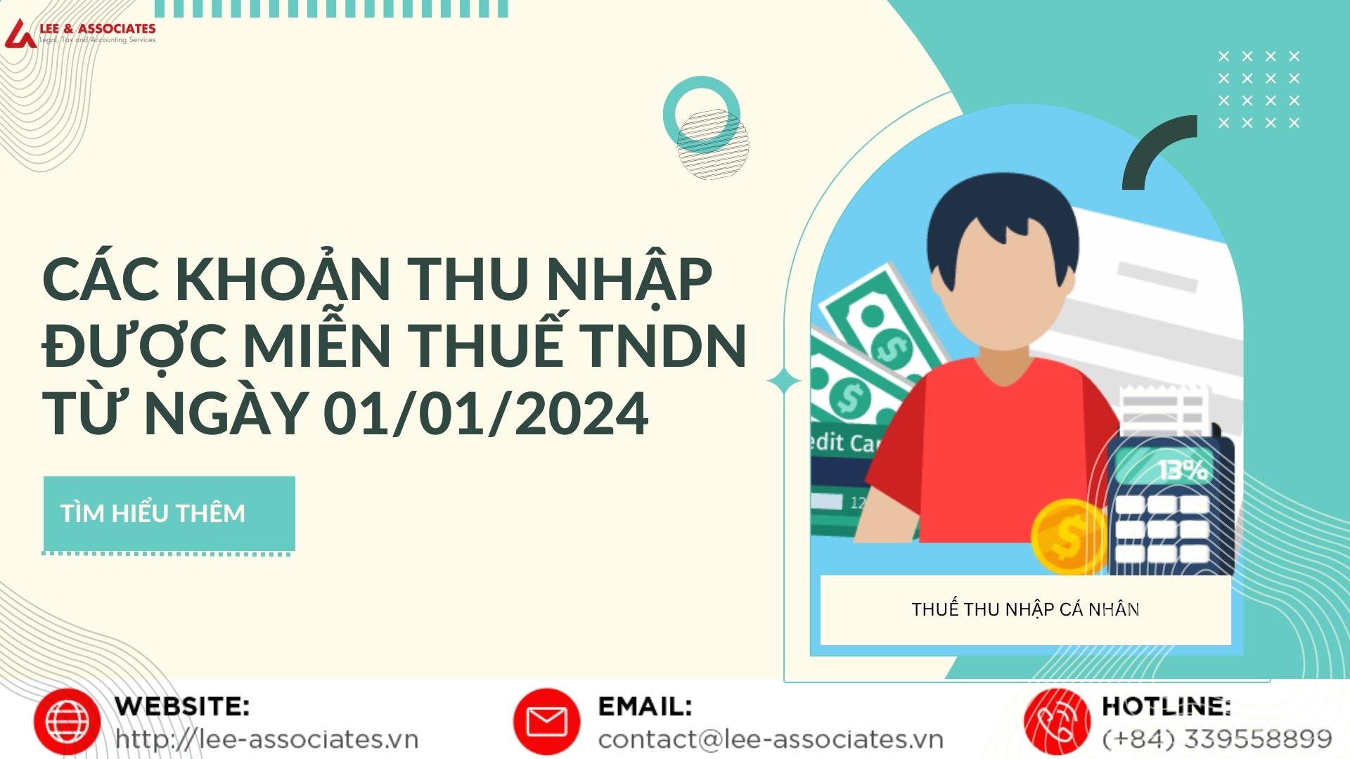 CÁC KHOẢN THU NHẬP ĐƯỢC MIỄN THUẾ TNDN TỪ NGÀY 01/01/2024