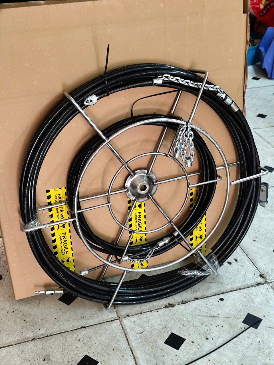 Cáp đánh xích thông cống - Trọn bộ lồng + cáp  dùng cho anh em dịch vụ