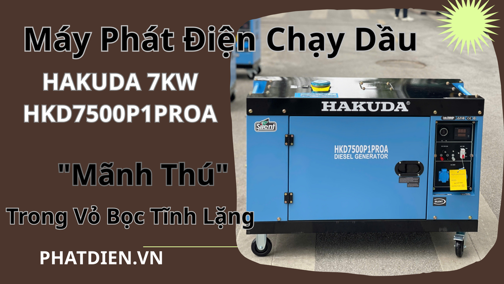 Máy Phát Điện Chạy Dầu HAKUDA 7KW HKD7500P1PROA Siêu Cách Âm: