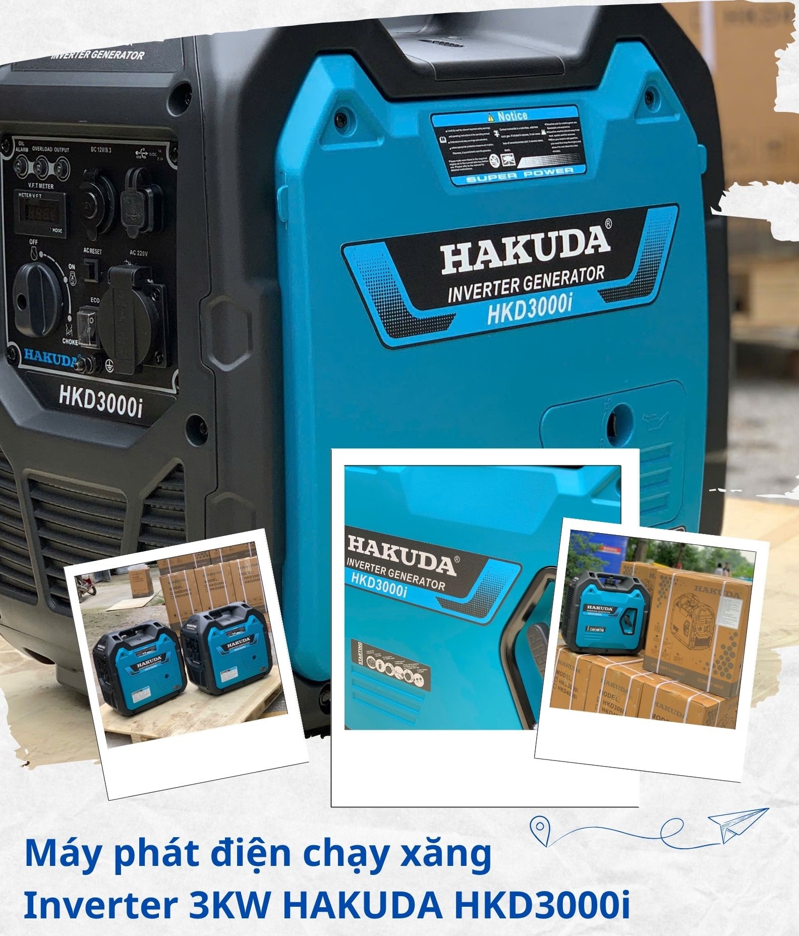 Máy phát điện Inverter 3KW Hakuda HKD3000i: Giải pháp điện dự phòng hoàn hảo cho mùa hè