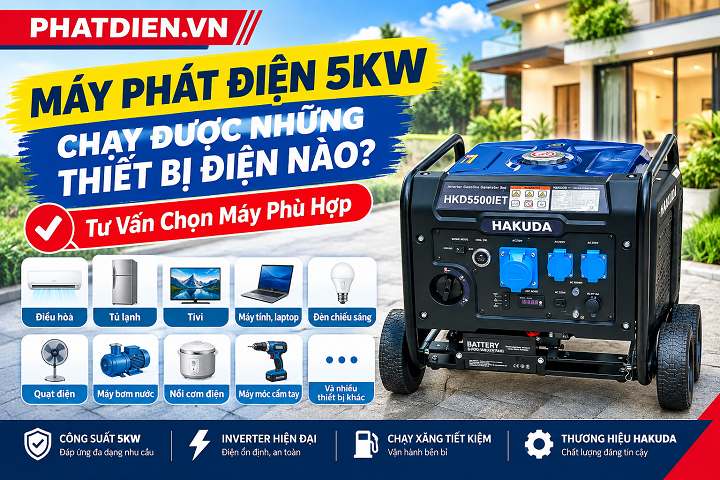 Máy Phát Điện 5KW Chạy Được Những Thiết Bị Điện Nào? Tư Vấn Chọn Máy Phù Hợp