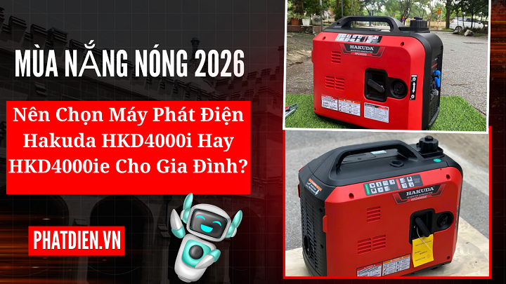 Mùa Nắng Nóng 2026: Nên Chọn Máy Phát Điện Hakuda HKD4000i Hay HKD4000ie Cho Gia Đình?