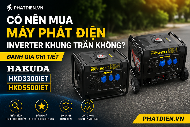 Có Nên Mua Máy Phát Điện Inverter Khung Trần Không? Đánh Giá Chi Tiết Hakuda HKD3300IET & HKD5500IET