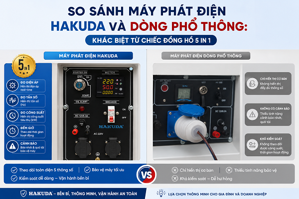 So Sánh Máy Phát Điện Hakuda Và Dòng Phổ Thông: Khác Biệt Từ Chiếc Đồng Hồ 5 In 1