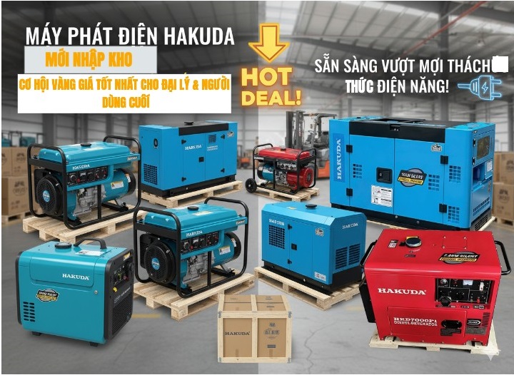 Máy Phát Điện Hakuda Mới Nhập Kho – Cơ Hội Vàng Giá Tốt Nhất Cho Đại Lý & Người Dùng Cuối, Sẵn Sàng Vượt Mọi Thách Thức Điện Năng!