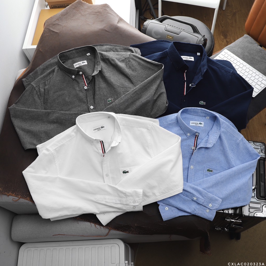 Áo Sơ Mi Nam Lacoste Slim Fit Stretch Cotton Poplin Navy Blue
