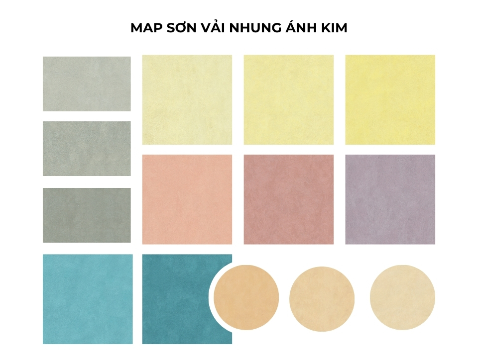 Màu sắc sơn vải nhung ánh kim Oliu Velvet