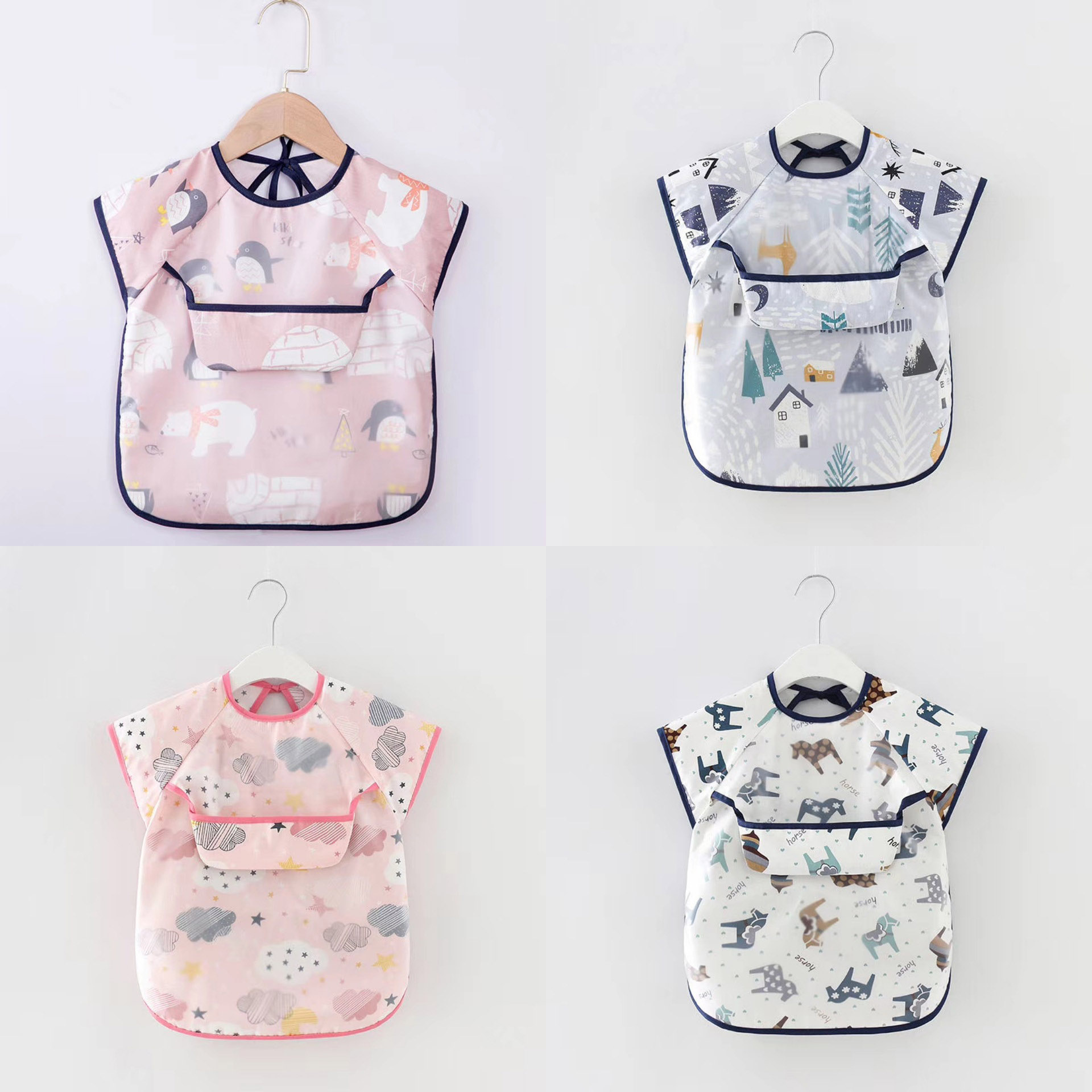 Áo yếm ăn dặm có máng cộc tay cao cấp