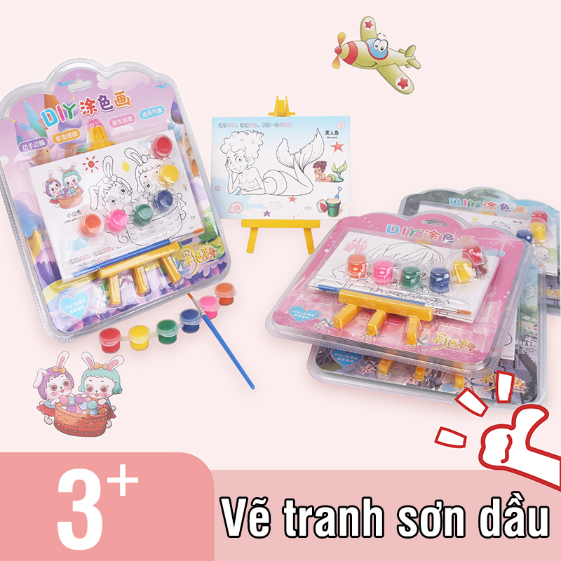 Bộ tô màu sơn dầu kèm tranh và giá đỡ