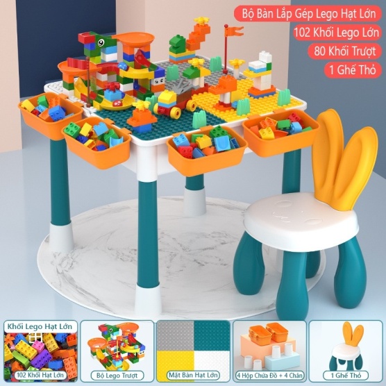 Bộ Bàn ghế Lego đa năng kiêm bàn học cho bé cỡ nhỏ 340 chi tiết
