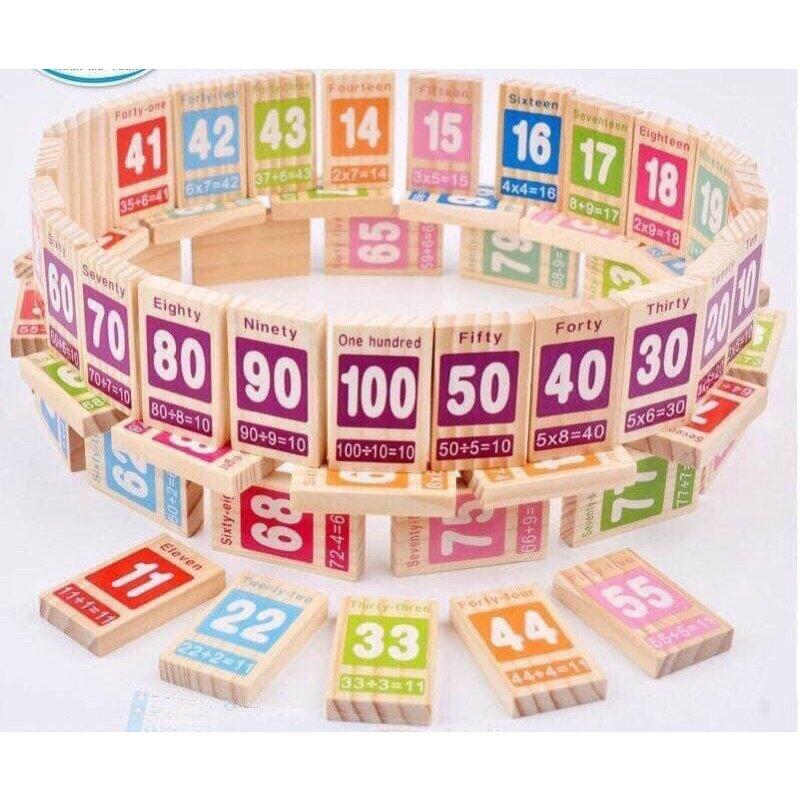 Đồ chơi gỗ domino số học song ngữ học toán