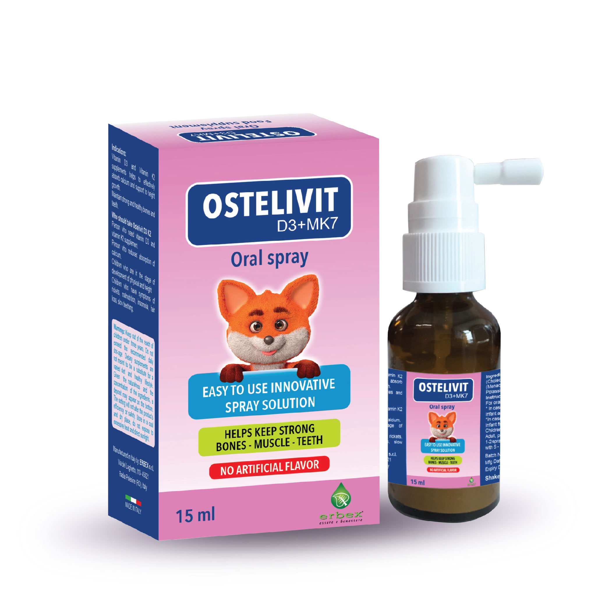 OSTELIVIT D3K2- Xịt bổ sung vitamin D3K2 giúp xương chắc khoẻ, hỗ trợ tăng chiều cao cho bé