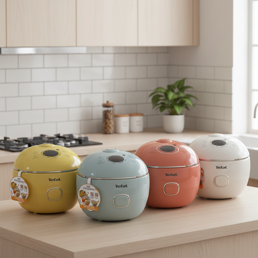 Nồi cơm điện tử mini Tefal POP RK535 ~0.7L: 4 màu đẹp cho bếp nhỏ, 1–2 người