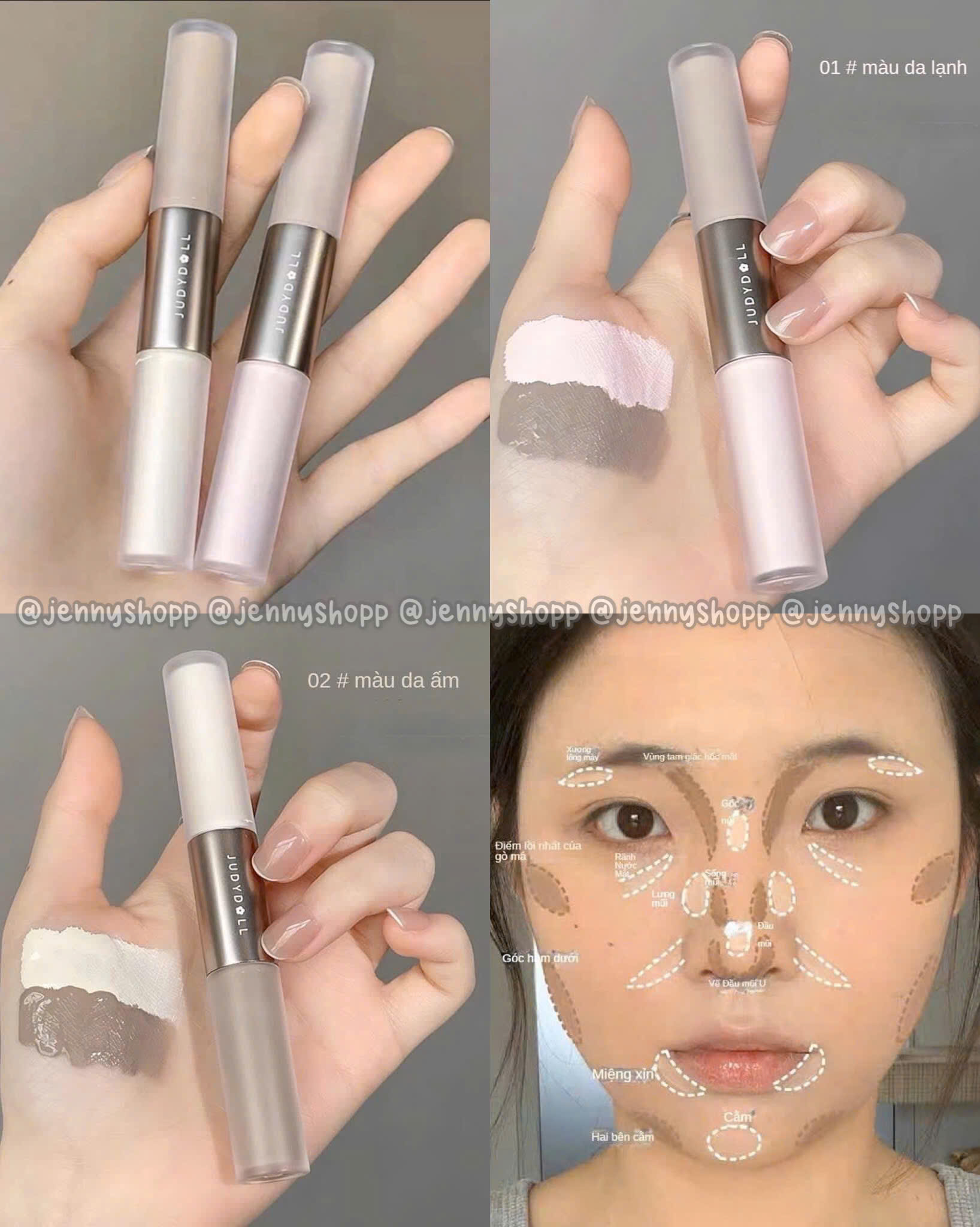 Tạo Khối Dạng Kem Judydoll Liquid Highlighter & Contour Duo