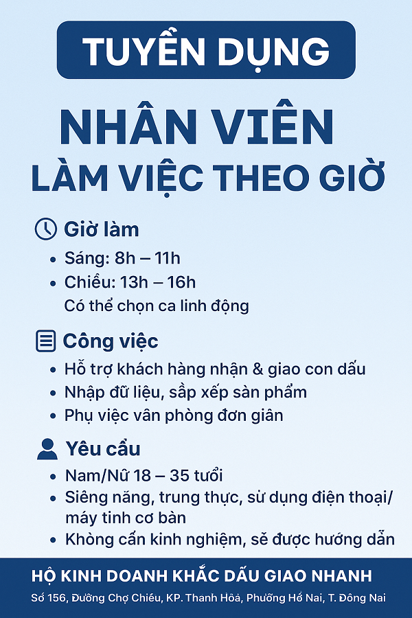 Tuyển nhân viên làm việc bán thời gian