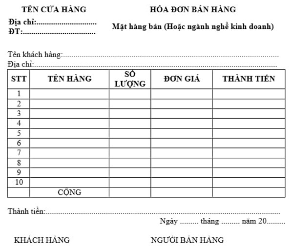 Tải mẫu hóa đơn bán lẻ file EXCEL, WORD, PDF mới nhất 2025