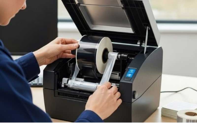 Cách lắp mực máy in mã vạch 