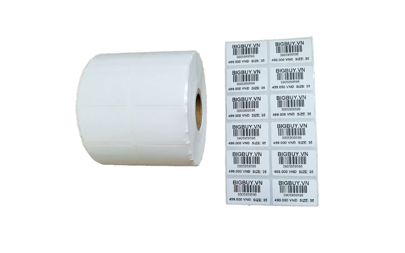 Giấy in mã vạch 2 tem 
