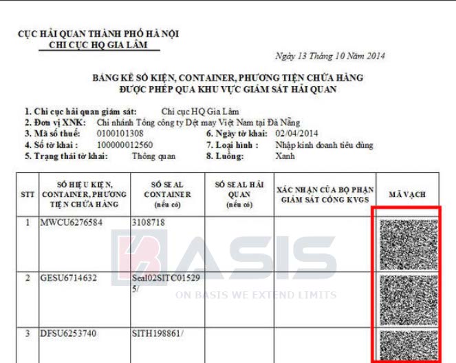 Mã vạch hải quan