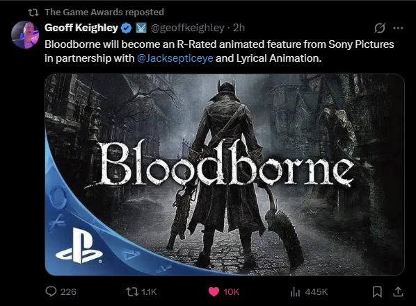 Sony Gây Tranh Cãi Vì Chuyển Thể Bloodborne Thành Phim Hoạt Hình