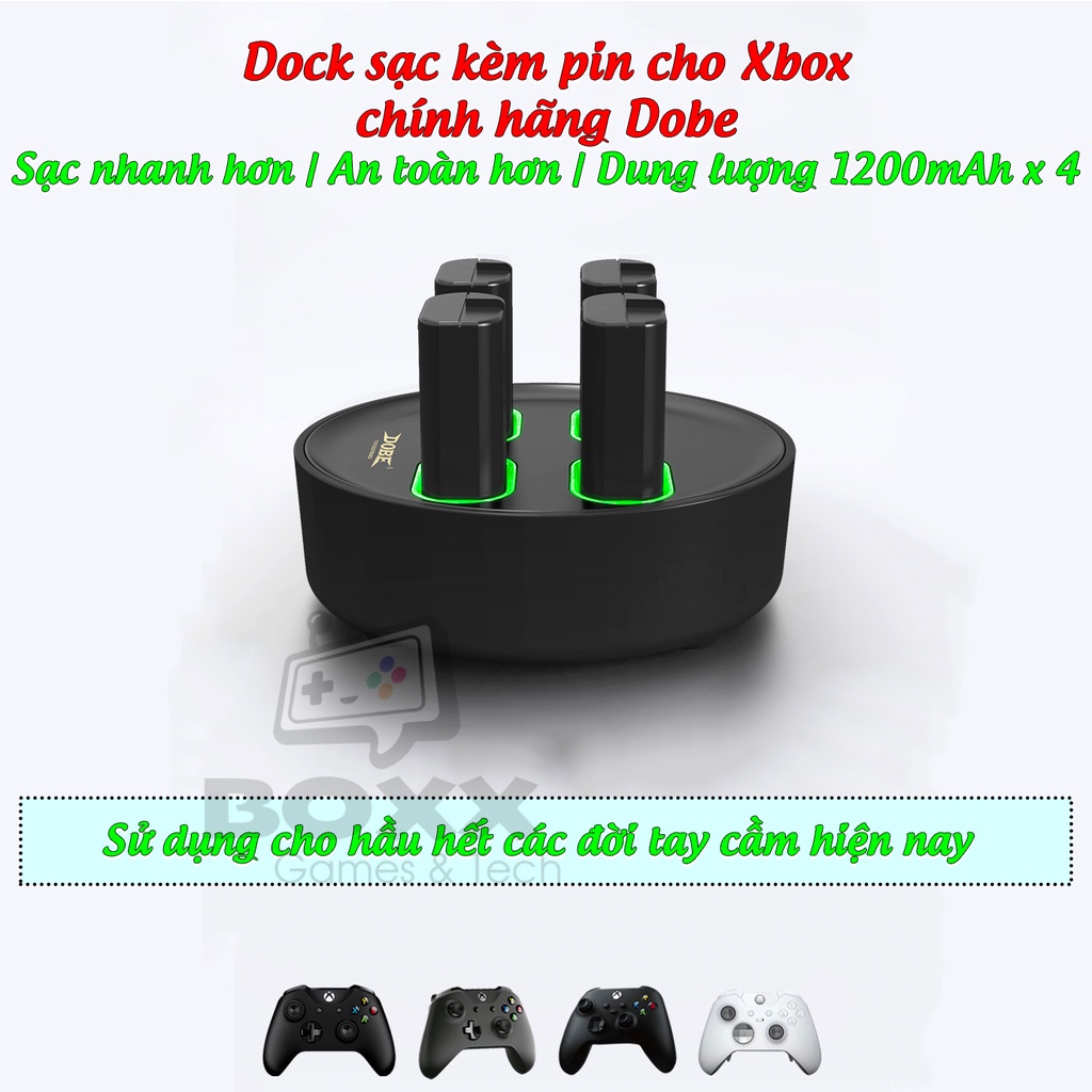 Pin sạc cho tay cầm Xbox One S, Xbox Series X bộ 4 viên pin 1200mAh kèm ...