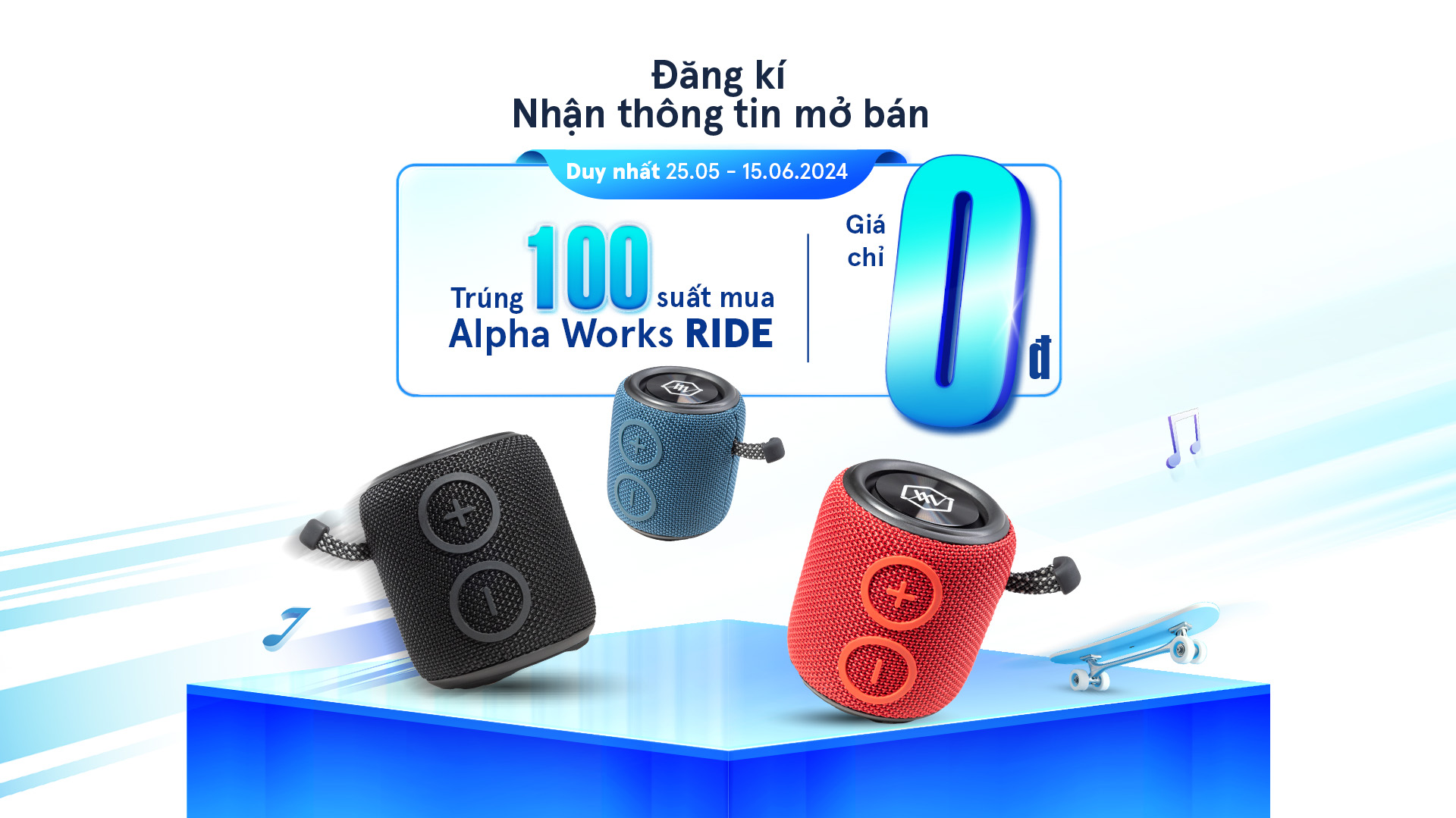 Chương trình đăng ký nhận thông tin mở bán và có cơ hội mua Loa AW-RIDE với giá 0 đồng