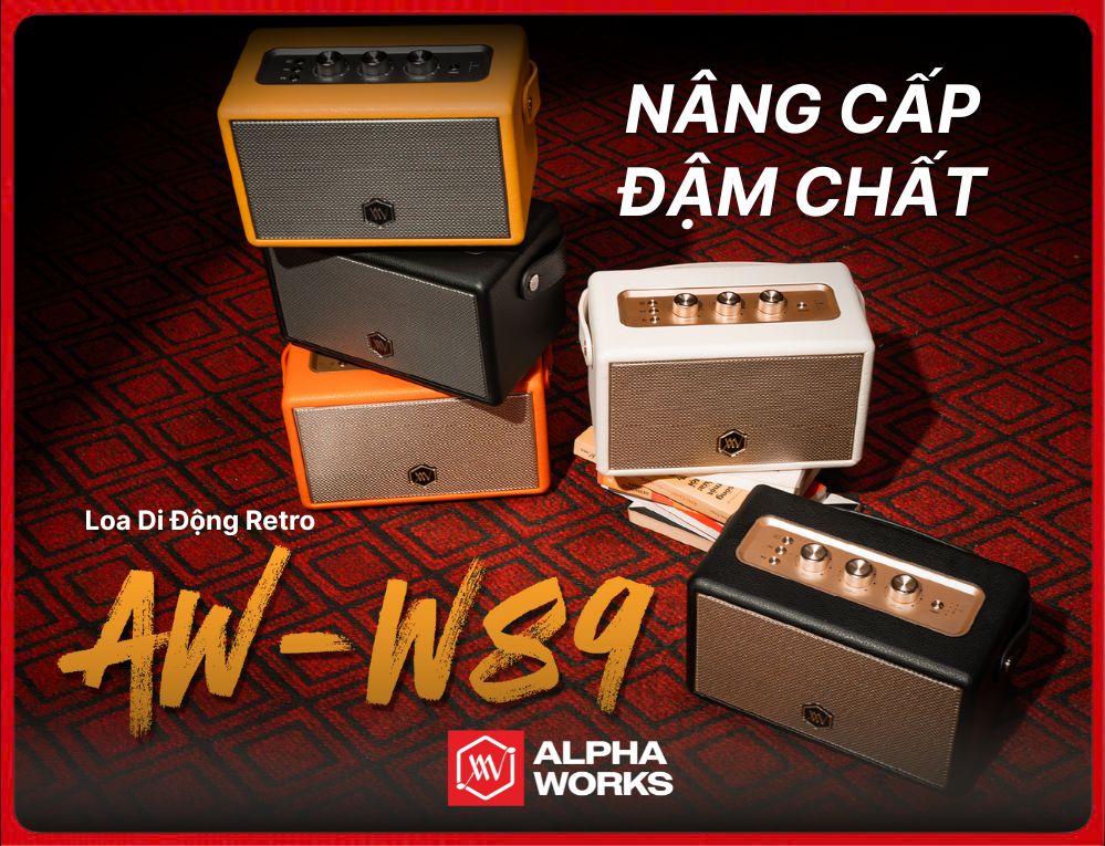 Alpha Works W89 - Loa Di Động Thiết Kế Retro, Phiên Bản Nâng Cấp Toàn Diện, Công Suất Lớn, Nhạc REAL Đậm Chất