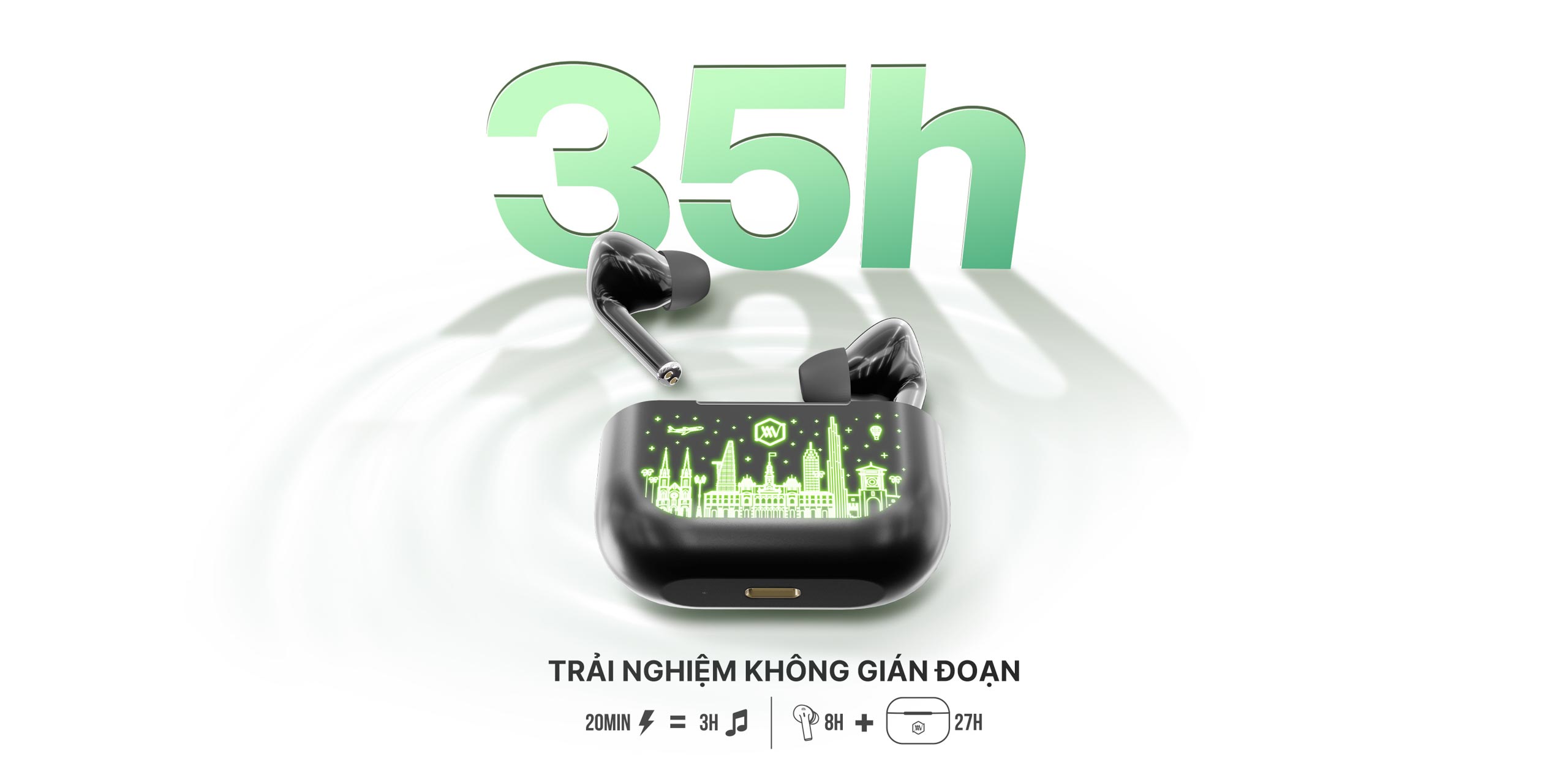 Trang bị Bluetooth 5.4 mới nhất.
  Thưởng thức âm thanh với độ trễ thấp, luôn ổn định trong suốt quá trình sử dụng.