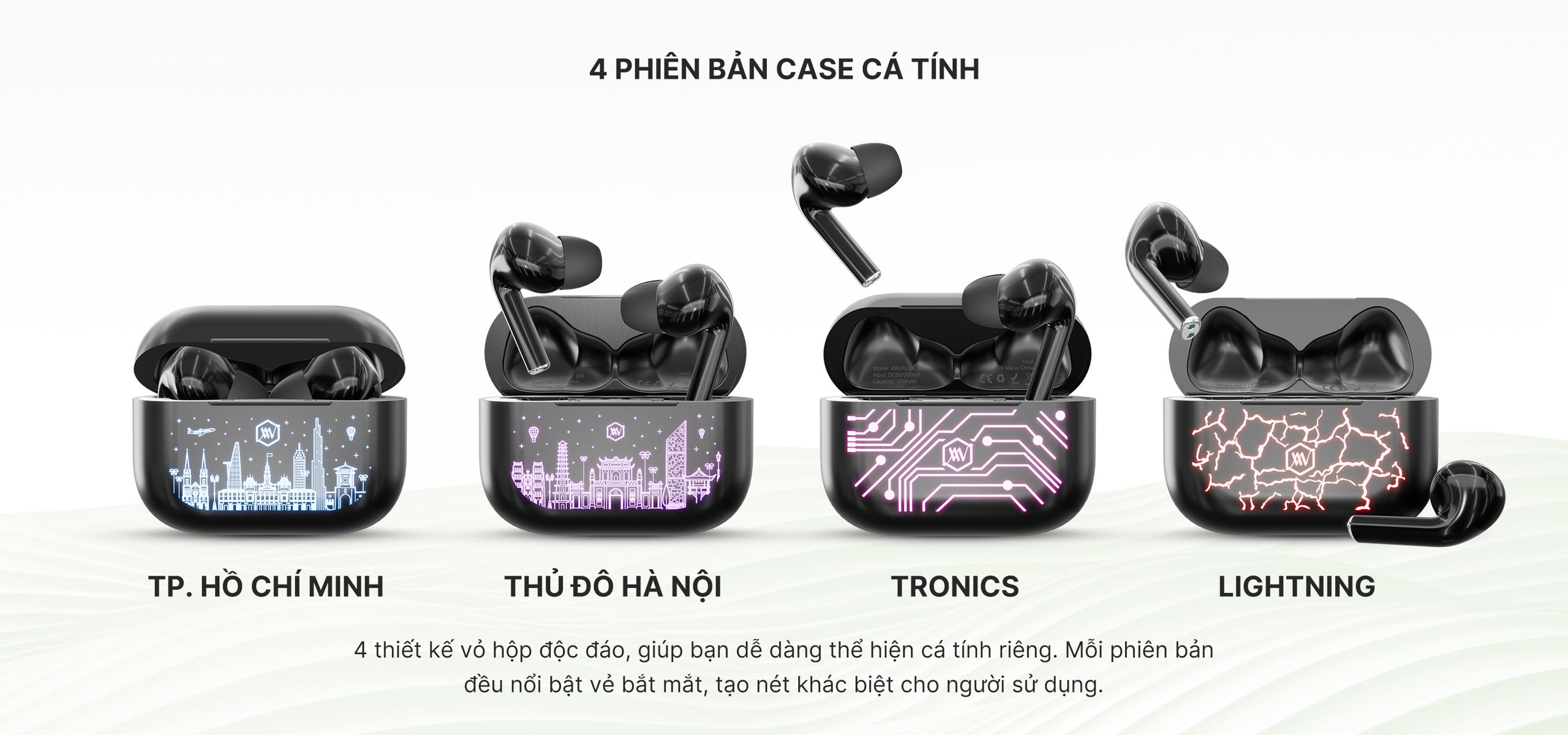 4 thiết kế vỏ hộp độc đáo, giúp bạn dễ dàng thể hiện cá tính riêng. Mỗi phiên bản đều nổi bật vẻ bắt mắt, tạo nét khác biệt cho người sử dụng.