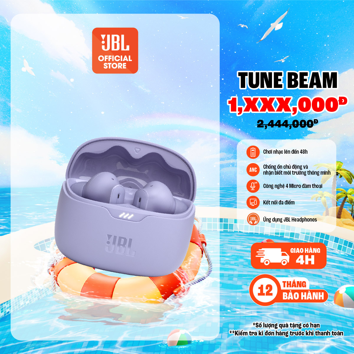 Tai Nghe JBL Tune Beam - Hàng Chính Hãng
