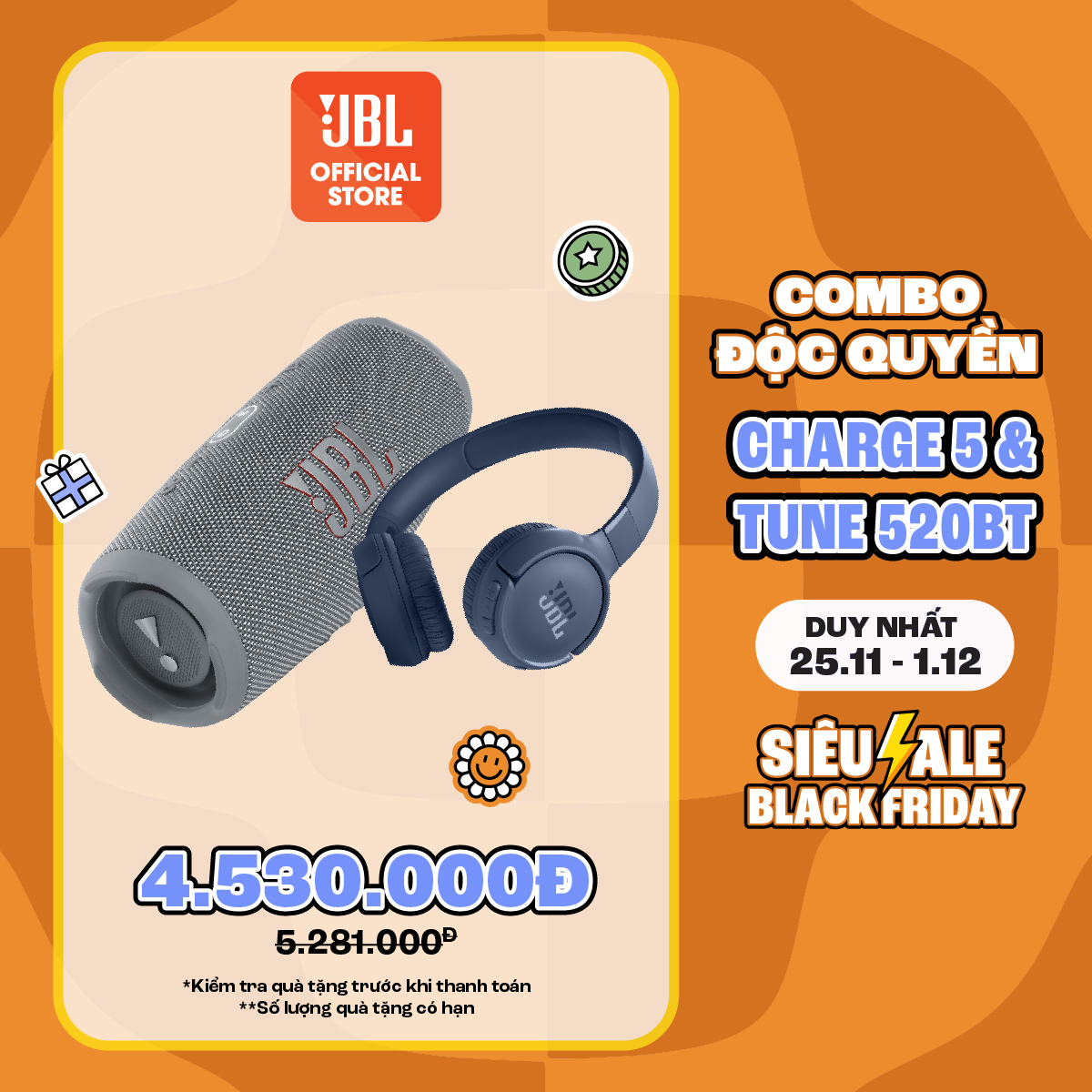 [COMBO ĐỘC QUYỀN 12] LOA BLUETOOTH CHARGE 5 & TAI NGHE BLUETOOTH T520BT