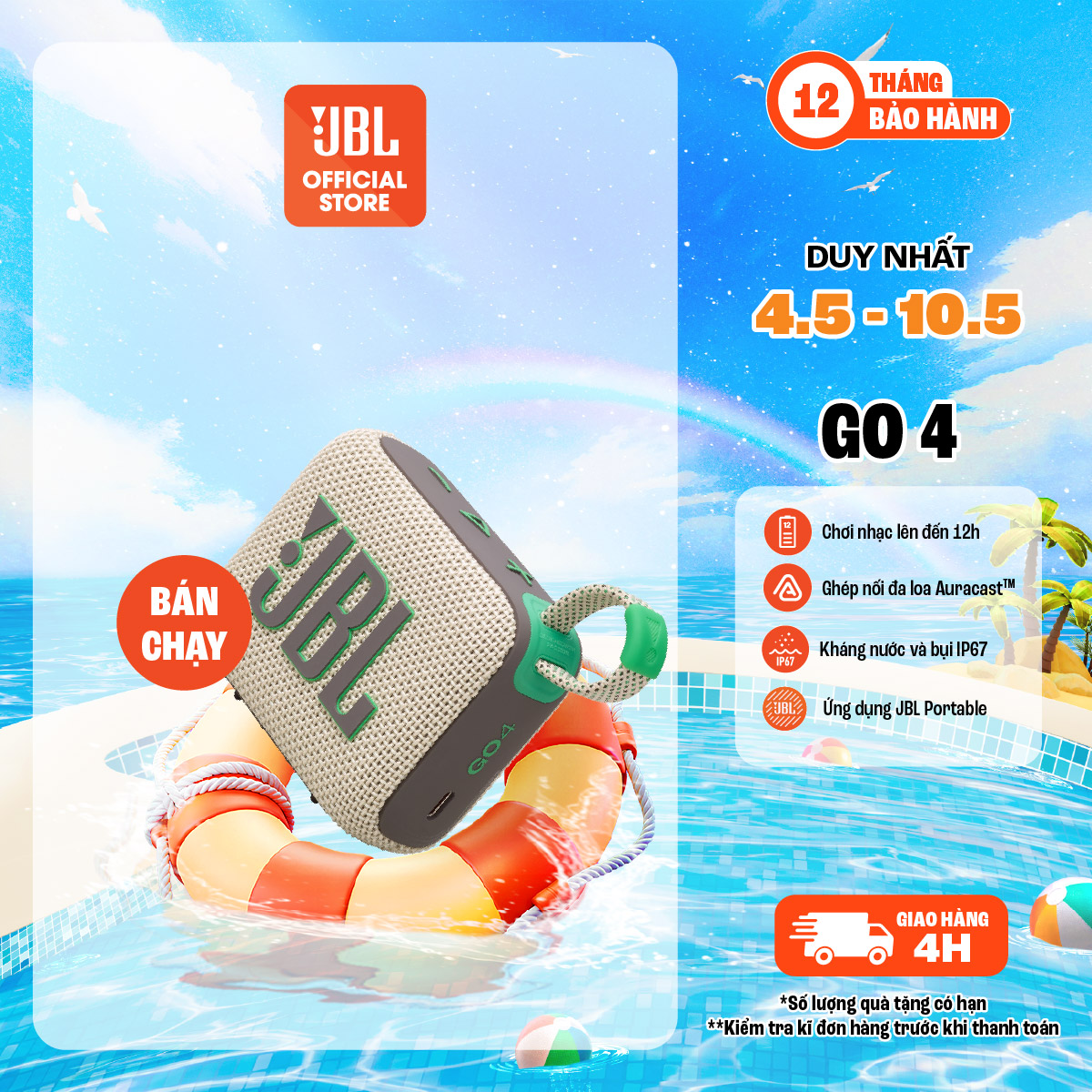 [BEST SELLER] Loa Bluetooth JBL Go 4 - Hàng Chính Hãng