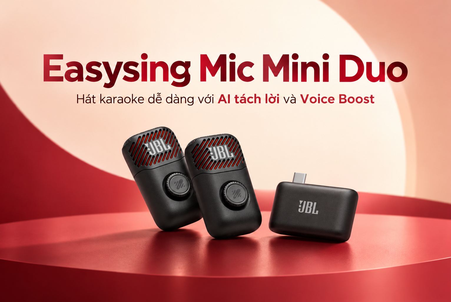 JBL Easysing Mic Mini Duo: Hát karaoke dễ dàng với AI tách lời và Voice Boost