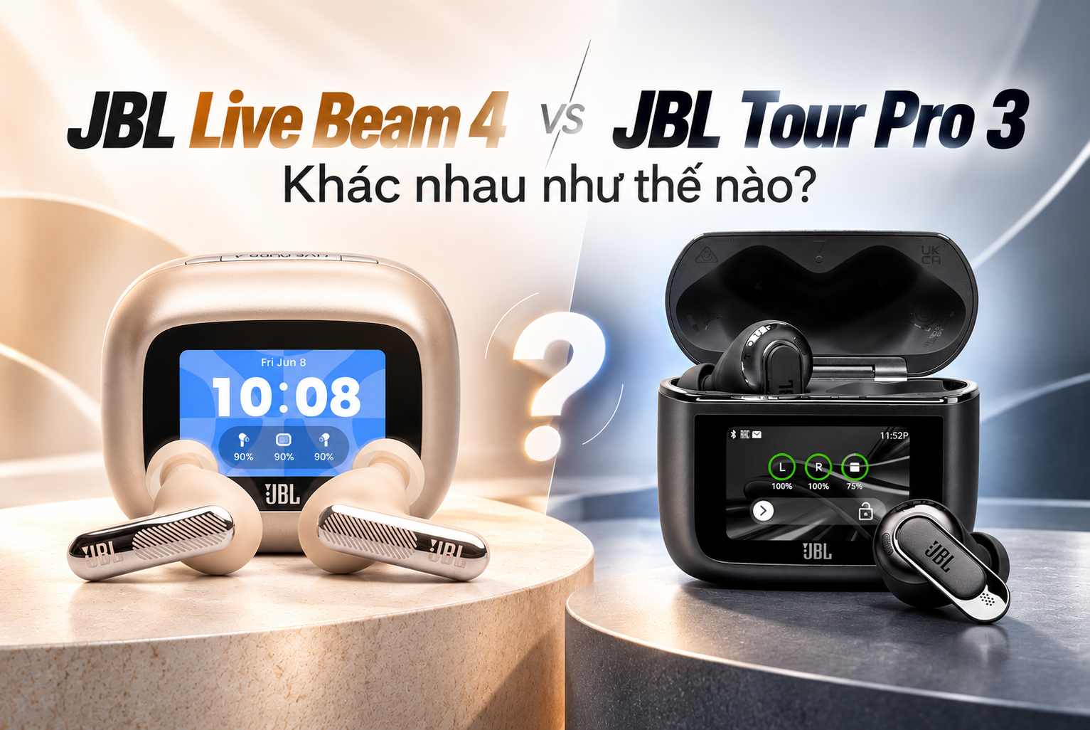 JBL Live Beam 4 và Tour Pro 3 khác nhau như thế nào từ thiết kế đến công nghệ?