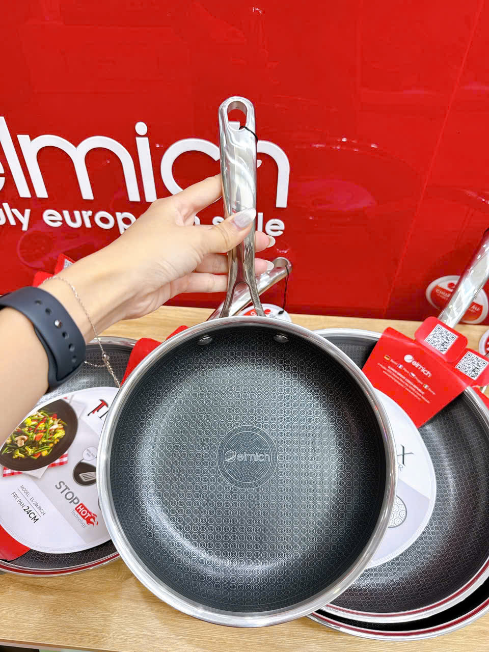 Chảo Inox liền khối chống dính Ceramic Elmich Premium Hybrid 28cm