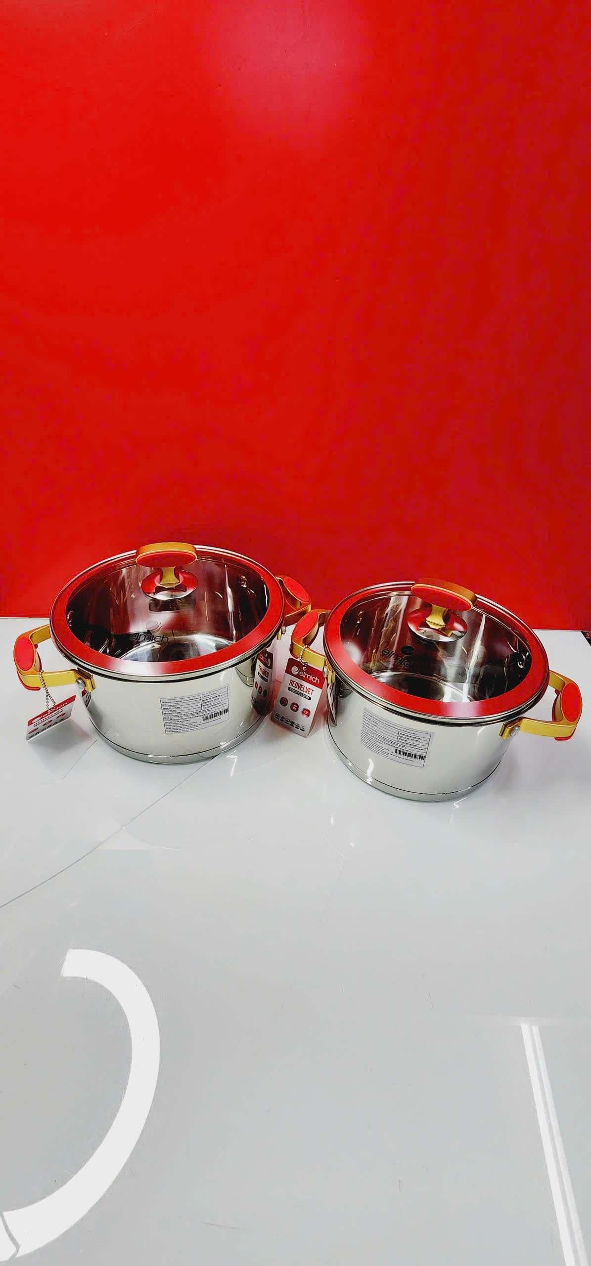 Bộ 2 nồi Inox 304 Elmich Red Velvet El 3989 size 18, 20cm