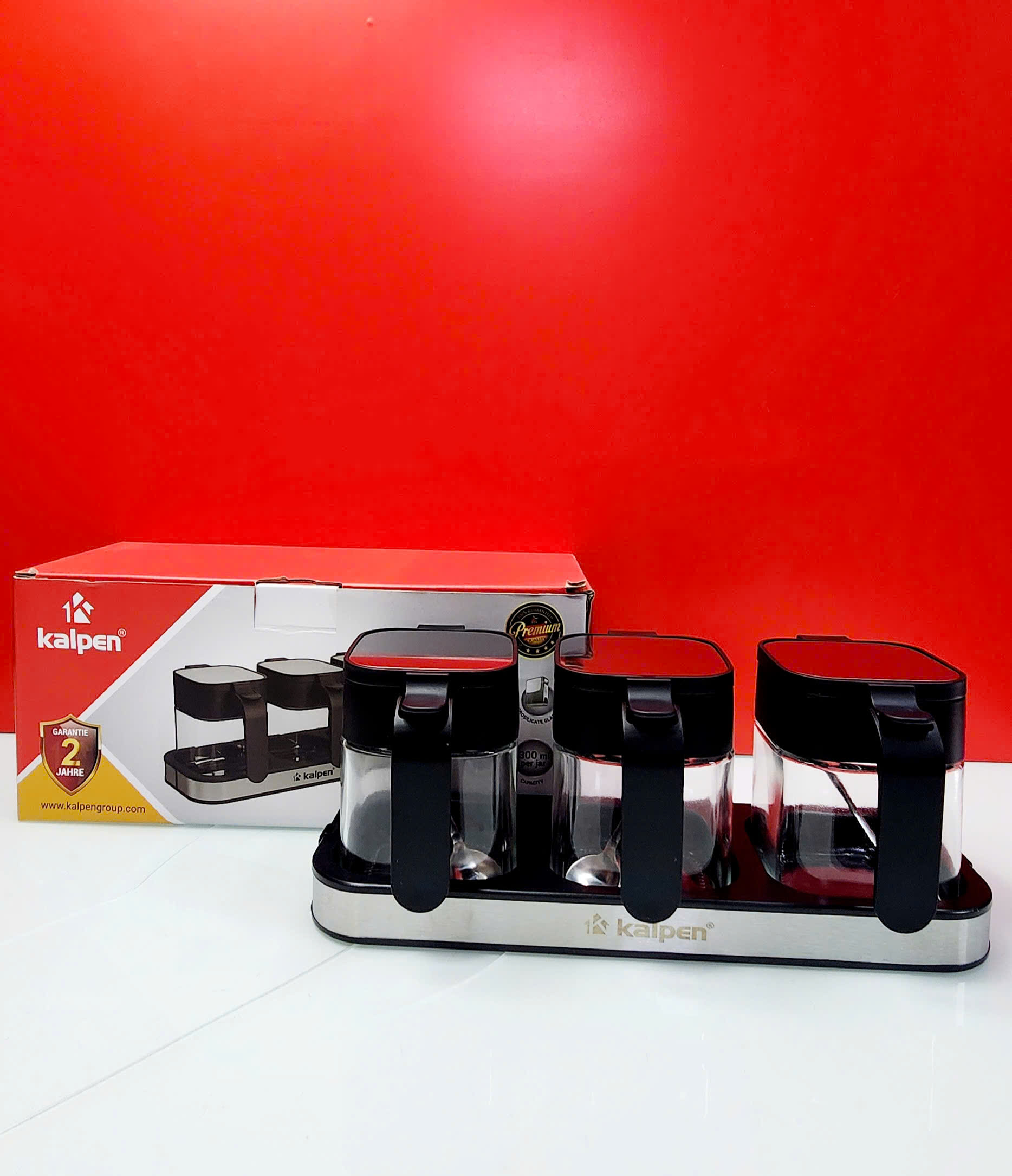 Bộ 3 hộp đựng gia vị thuỷ tinh Kalpen SB3