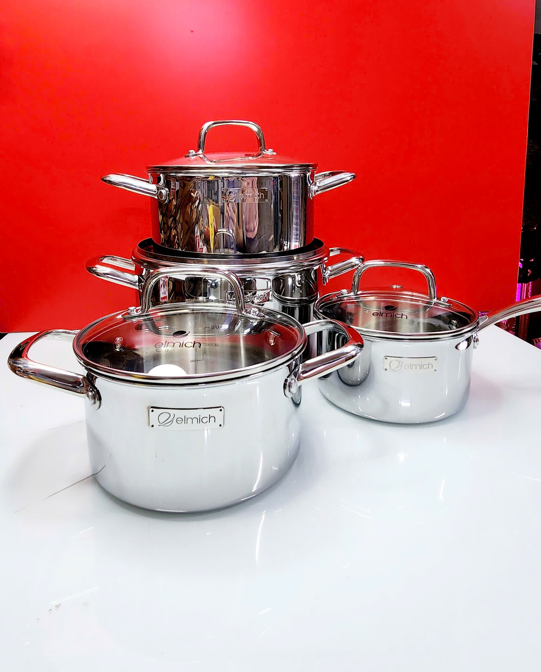 Bộ nồi inox liền khối Elmich EL2485IN01 Size 18,20,24, quánh 16cm