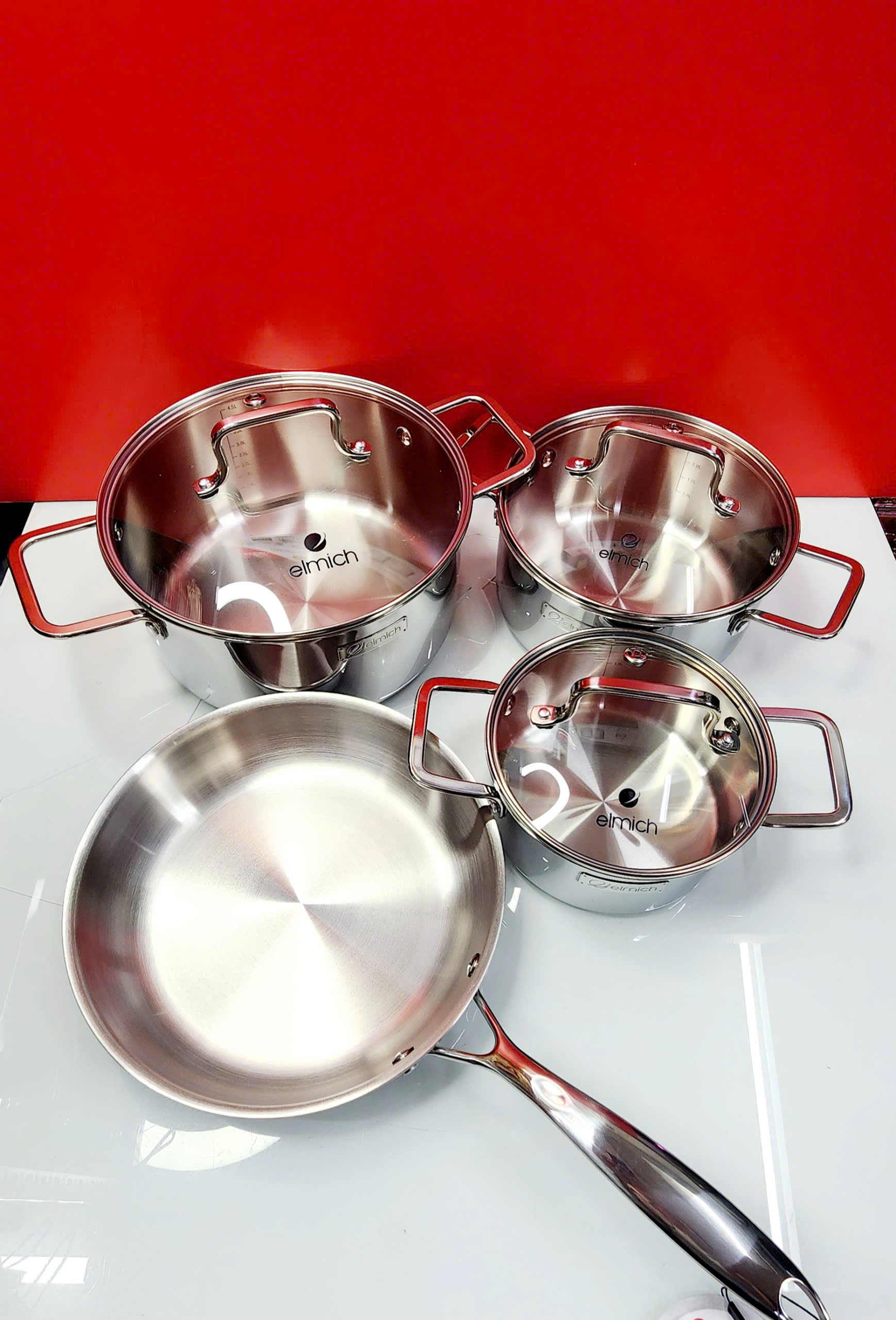 Bộ nồi inox liền khối Elmich EL2476 size 16,20,24, chảo 24cm