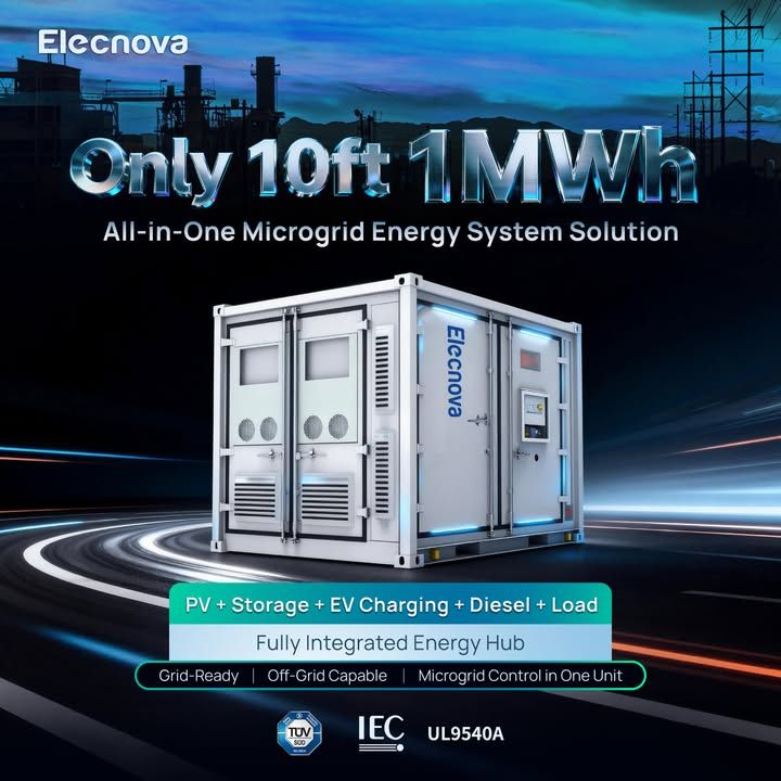Elecnova Ra Mắt Giải Pháp Container Lưu Trữ Năng Lượng Microgrid All-in-One 1MWh Chỉ 10 Feet