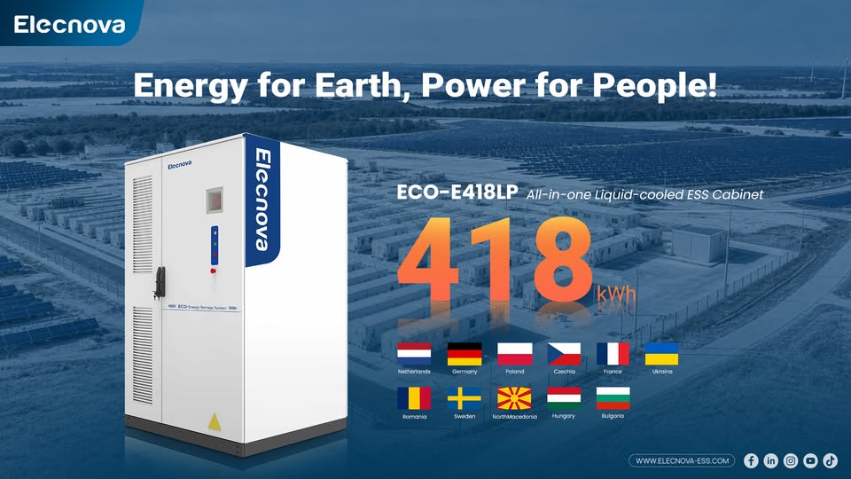 Tủ Lưu Trữ Năng Lượng Elecnova ECO-E418LP-A80 (210kW / 418kWh) Làm Mát Bằng Chất Lỏng