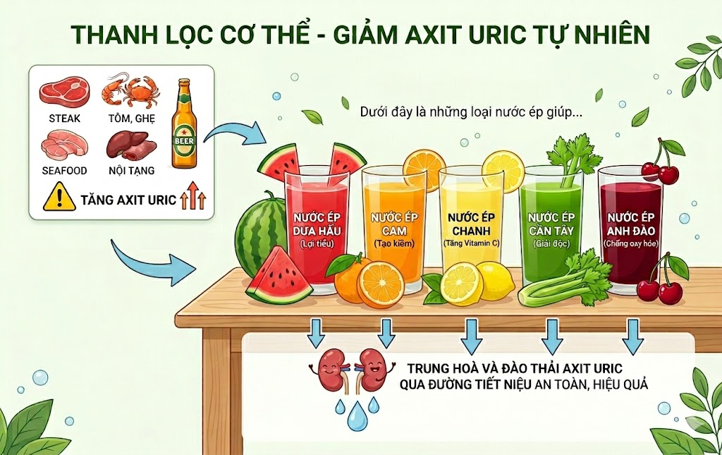 Thanh Lọc Axit Uric tự nhiên từ rau củ quả