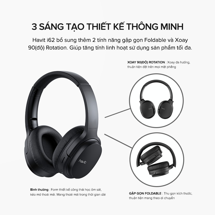 Tai Nghe Bluetooth Headphone HAVIT i62 - Hàng Chính Hãng