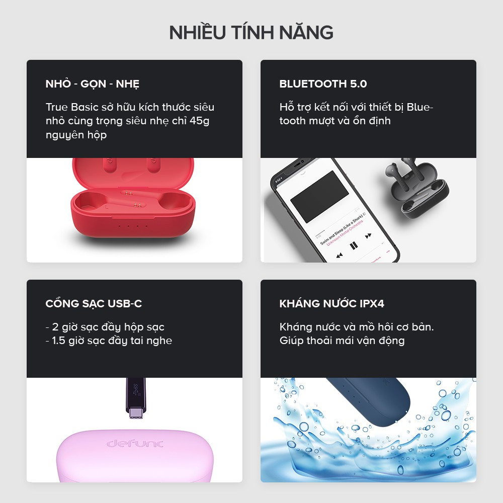 Tai Nghe True Wireless Defunc True Basic - Hàng Chính Hãng