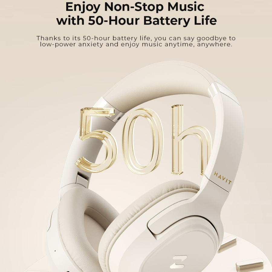 Tai Nghe Headphone Bluetooth HAVIT H612BT, Âm thanh Stereo, Nghe Đến 50 giờ, App Havit Life - Hàng Chính Hãng